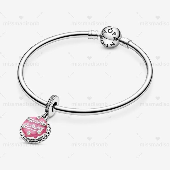 Pandora Birthday Cake Silver Dangle – Clear CZ & Pink Enamel - Picture 4 of 6